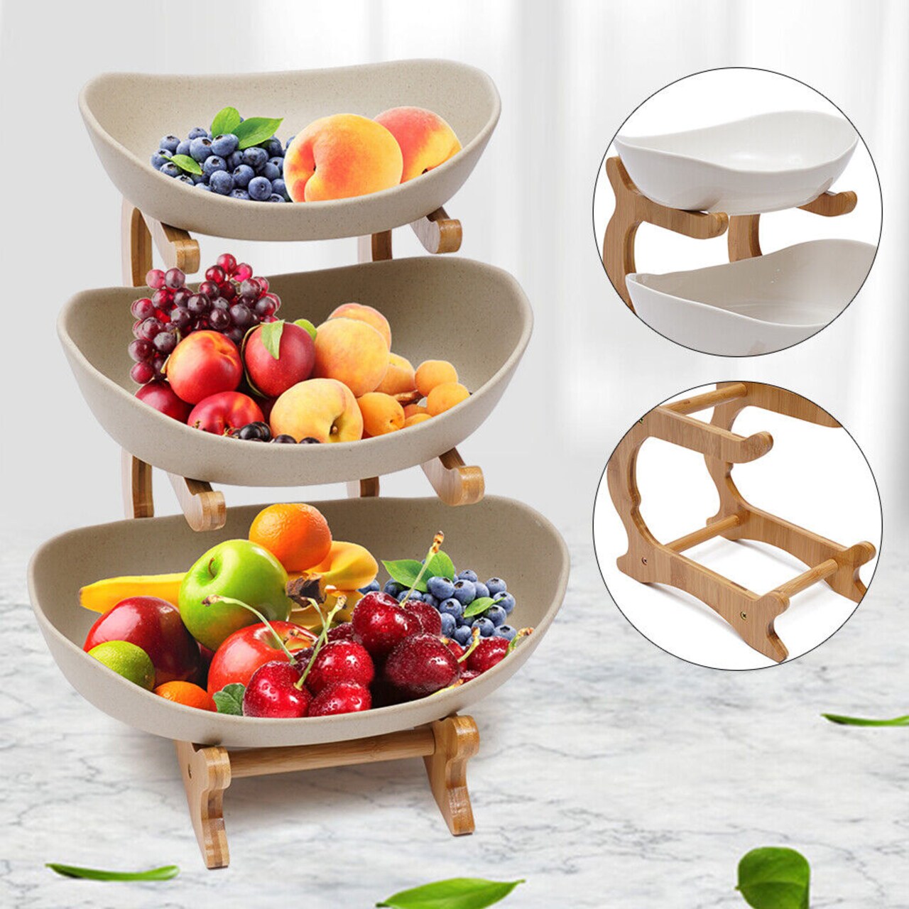 Kitcheniva 3 Tier Fruit Vegetables Bowl Holder Basket Stand Organizer